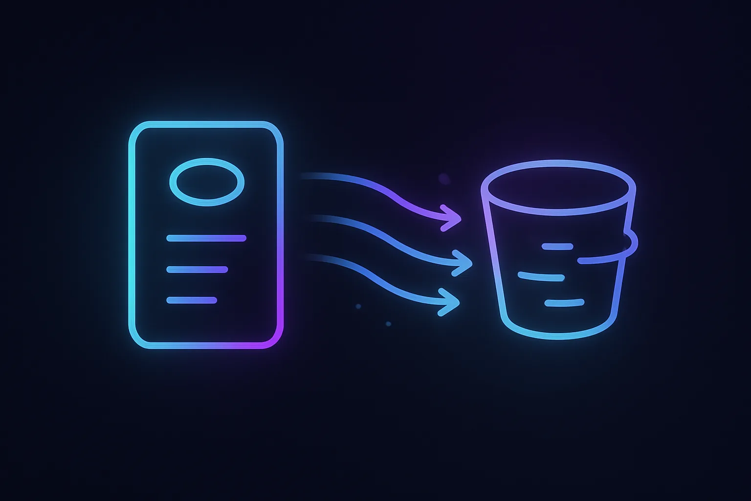 Abstract illustration of file streaming process to S3