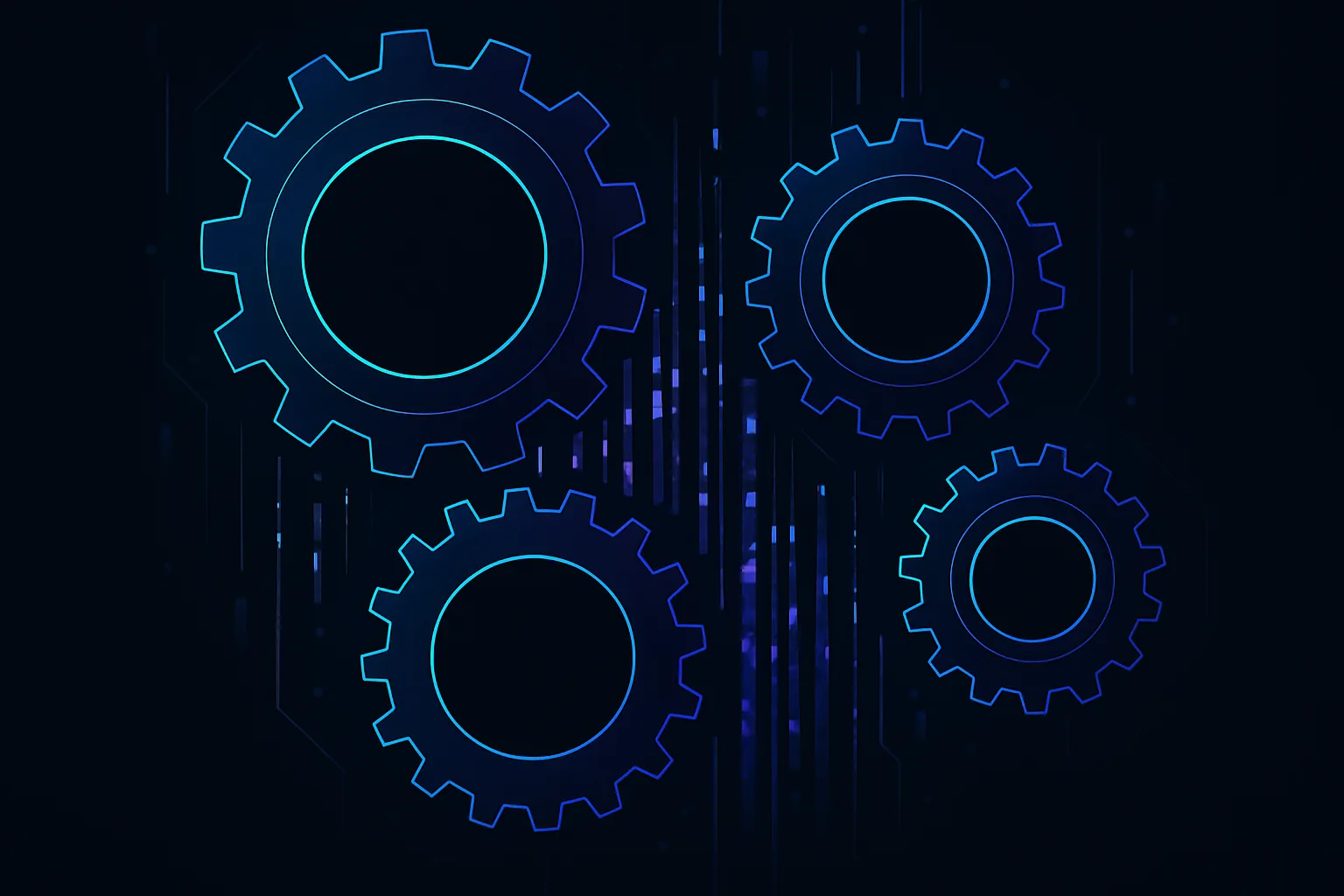 Abstract gears interlocking with digital streams