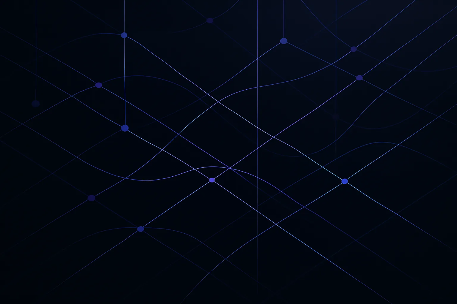 Threads weaving through a complex network of nodes