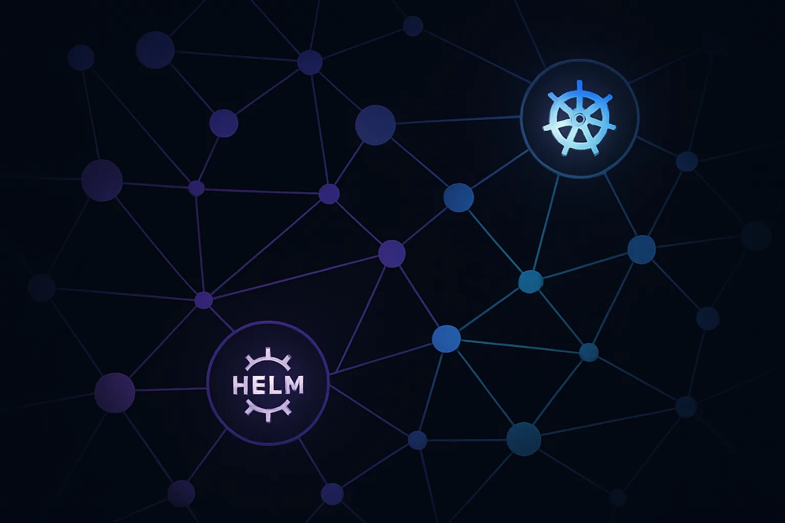 Network of nodes with Helm and Kubernetes icons