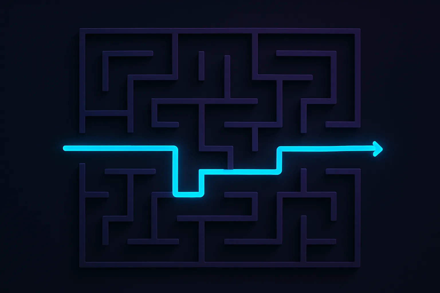 A maze with dead ends and a clear path