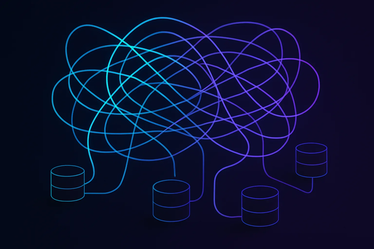 Visual metaphor of a tangled web of connections