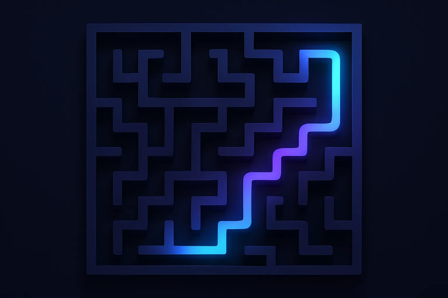 A maze with dead ends and a clear path