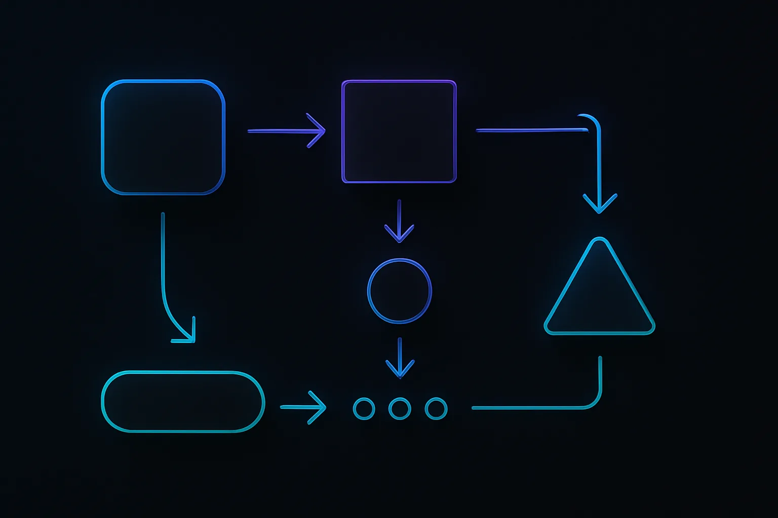 Abstract flowchart with nodes and arrows showing onboarding steps