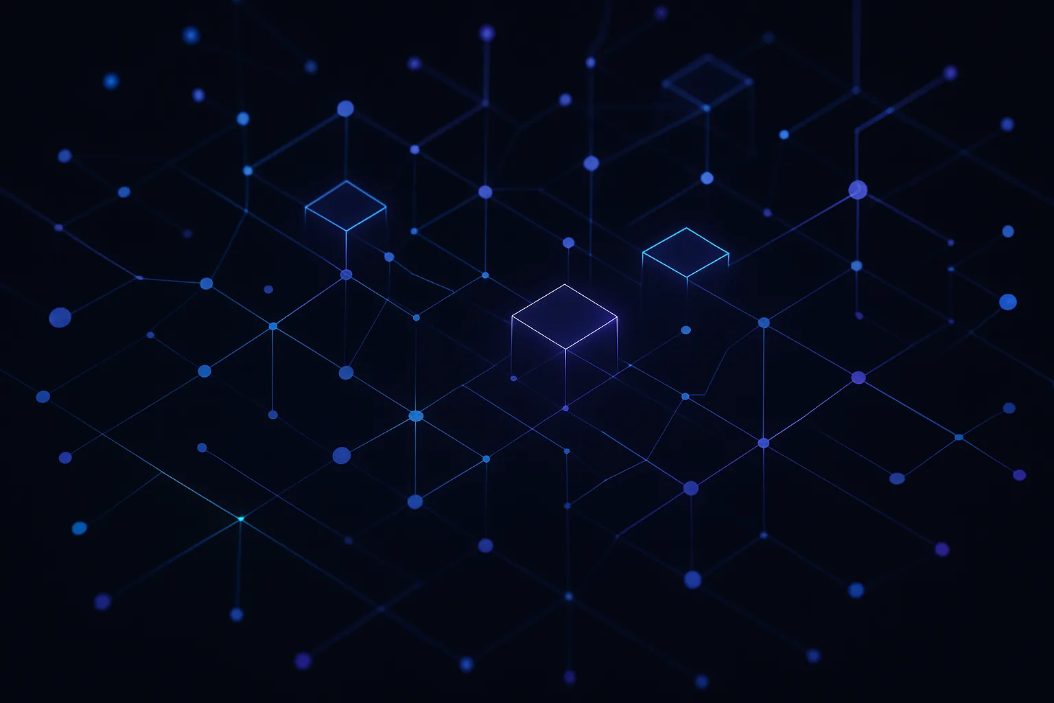 Network of interconnected nodes representing AI components