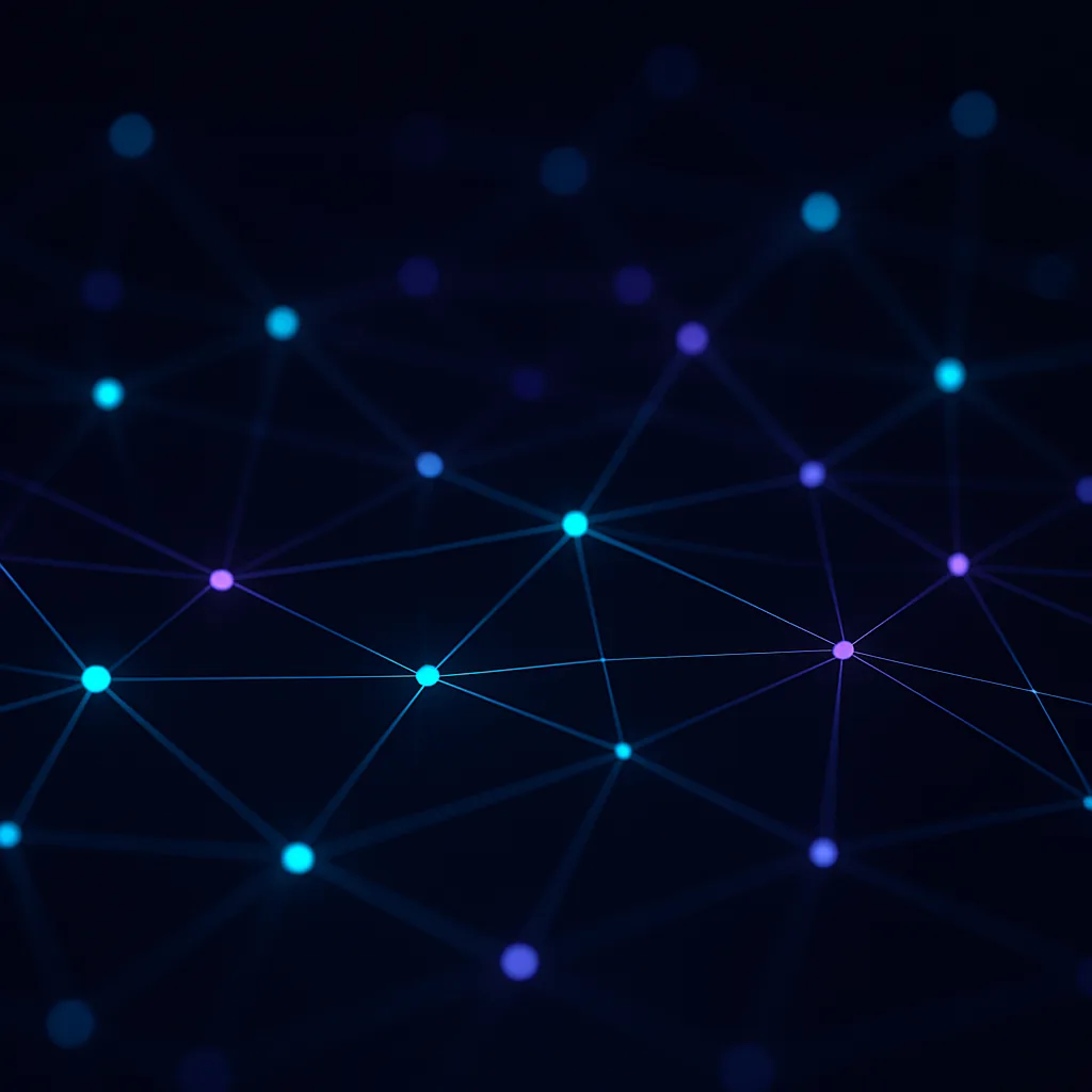 Network of nodes with glowing connections