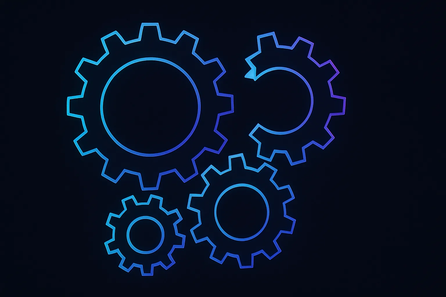 Abstract gears interlocking with a broken cog