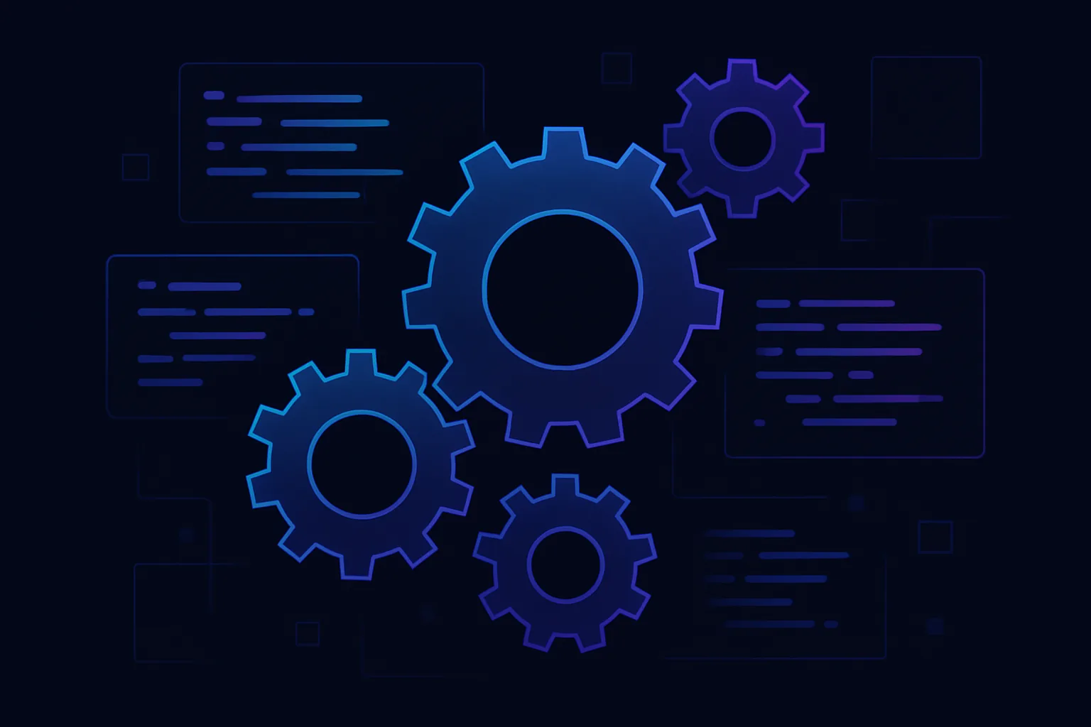 Abstract gears interlocking smoothly with code snippets