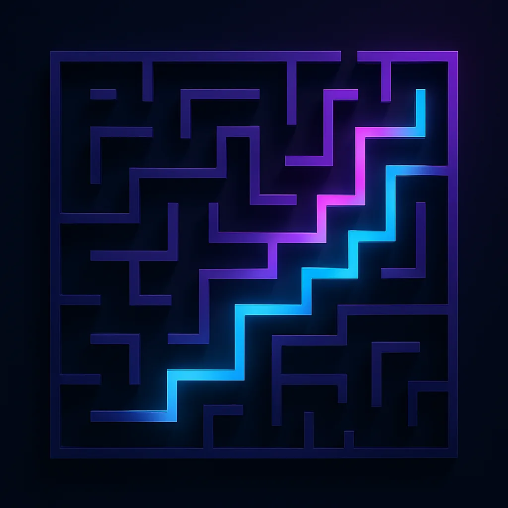A maze with dead ends and a clear path