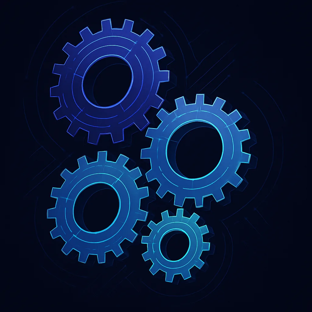 Abstract gears interlocking and rotating