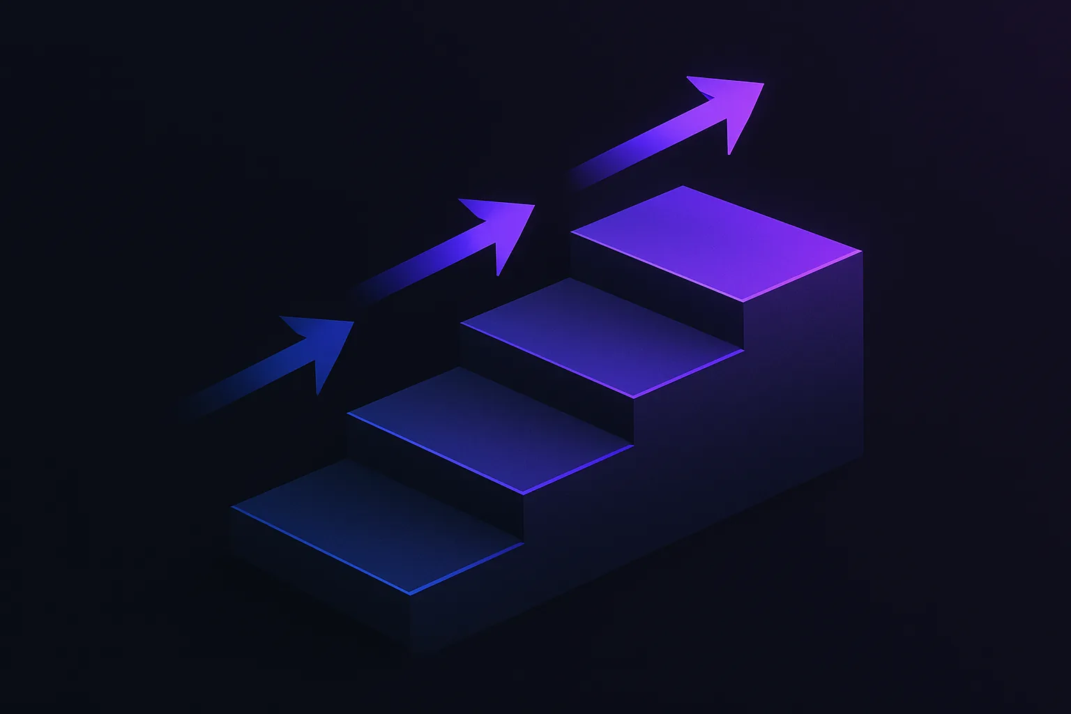 Layered steps with arrows indicating progression