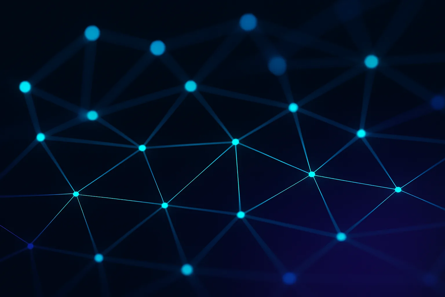 Network of nodes with glowing connections representing data flow