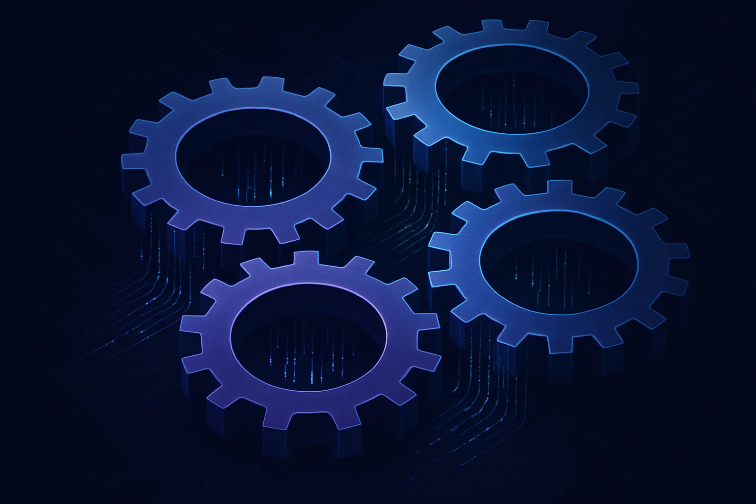 Abstract gears interlocking with digital streams