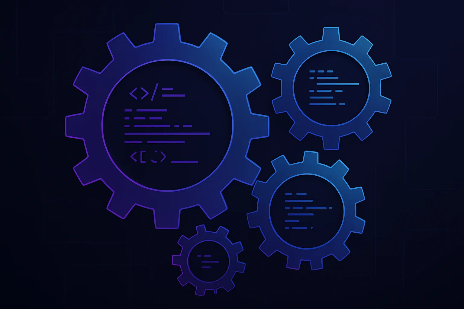 Abstract gears interlocking with code snippets