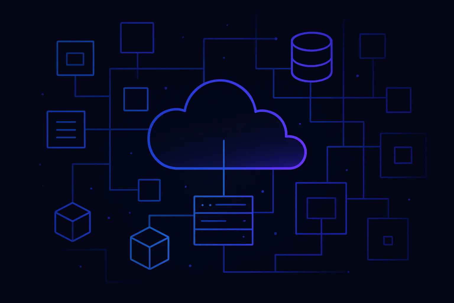 Complex network of interconnected nodes