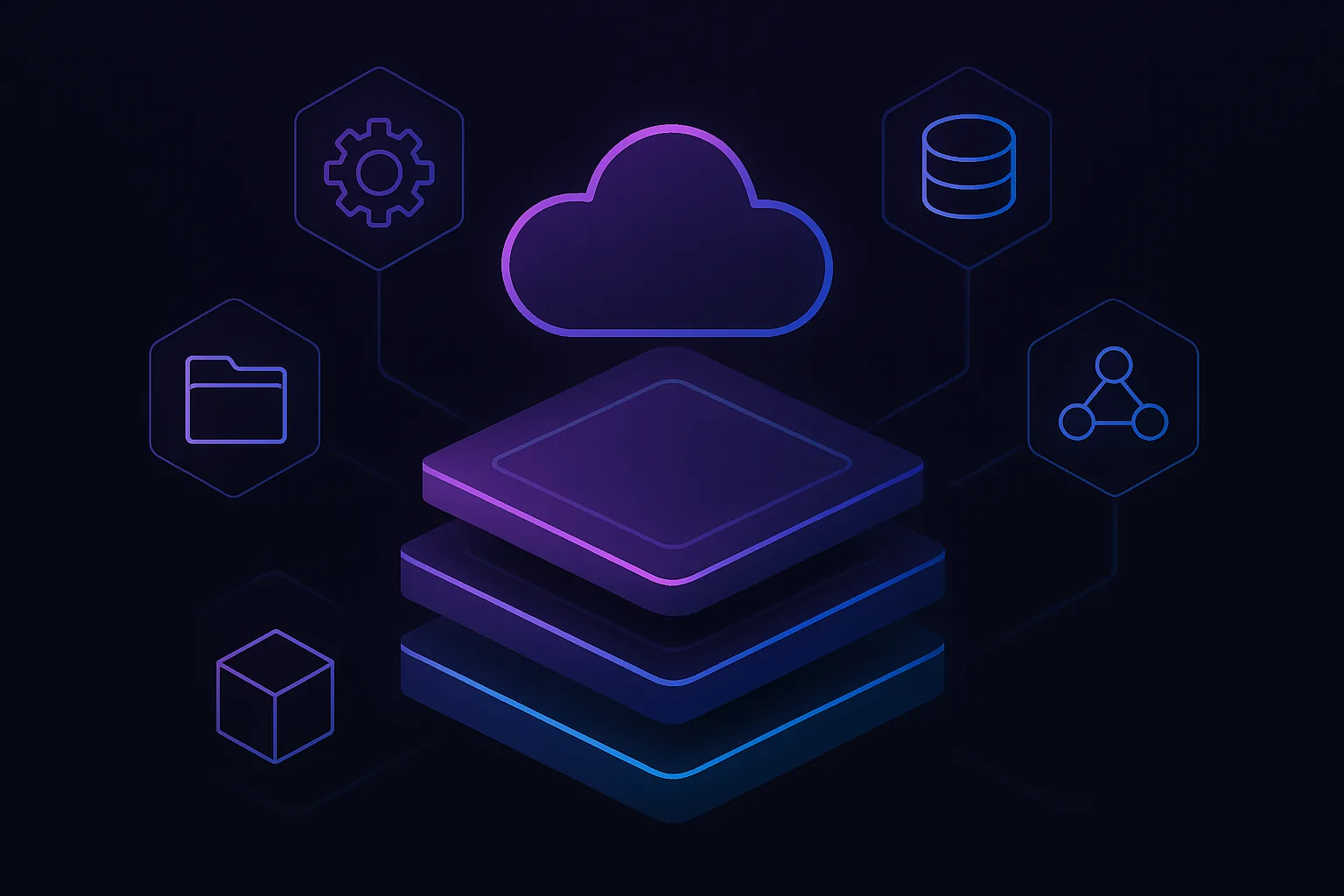 Layered cloud architecture with service icons