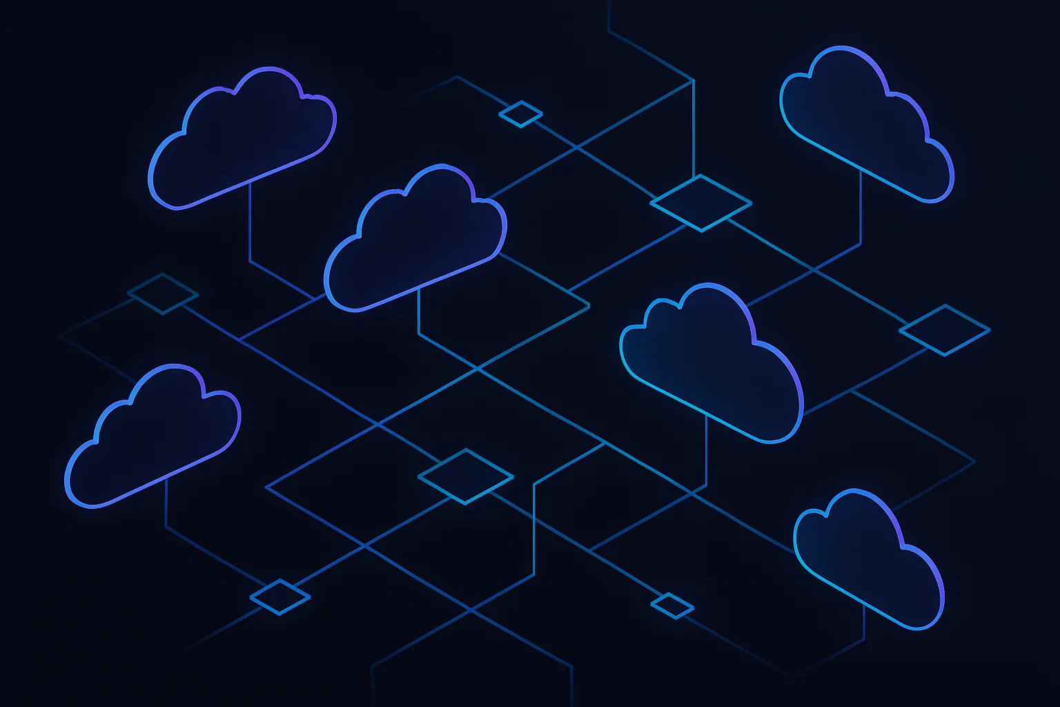 Abstract cloud infrastructure with interconnected nodes