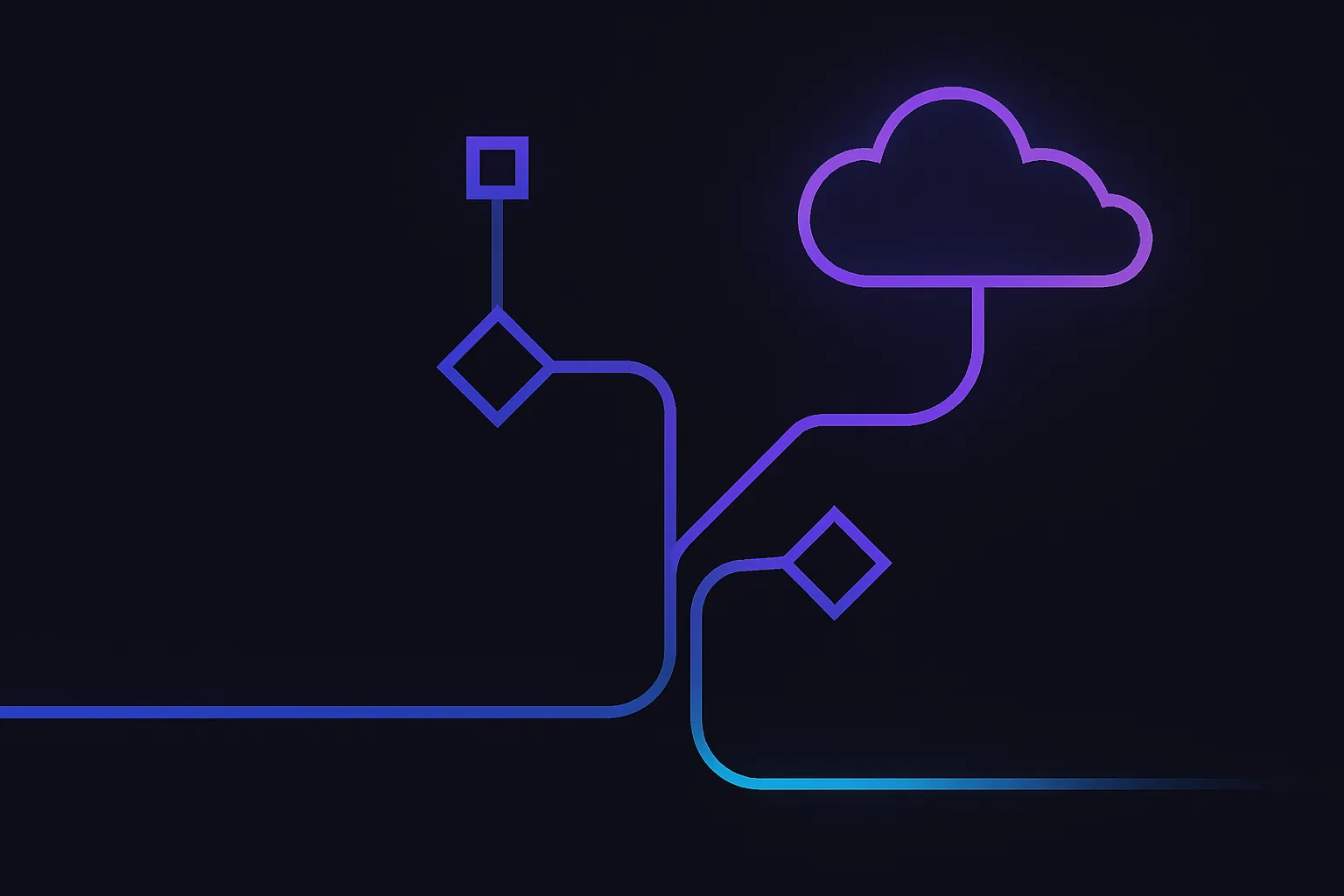 A branching path with one leading to a cloud service, symbolizing decision-making