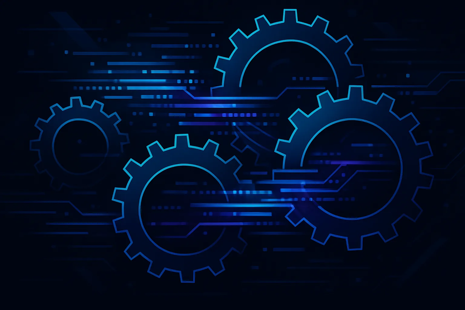 Abstract gears interlocking with digital data streams