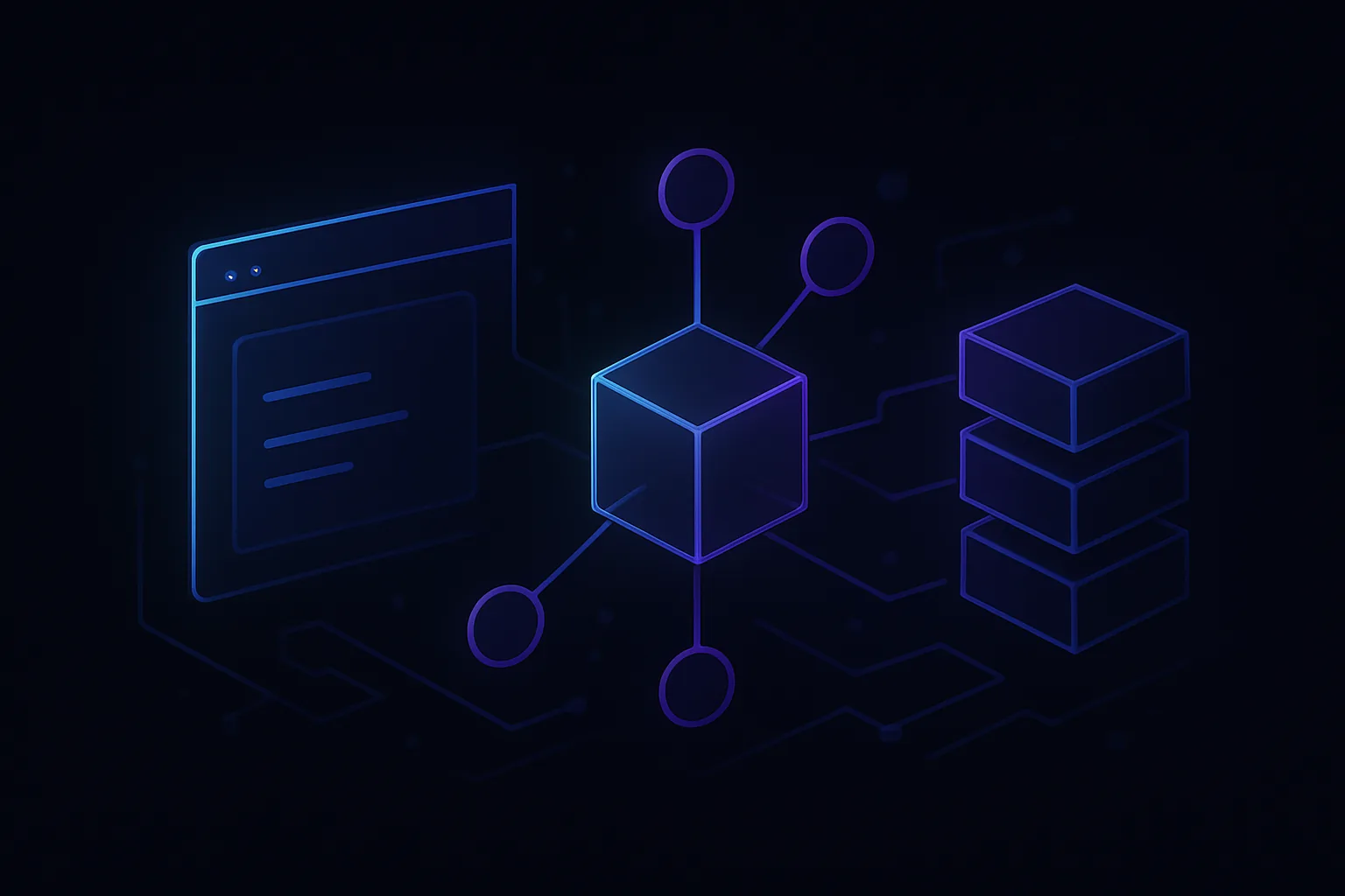 Abstract representation of asynchronous UI and microservices architecture.