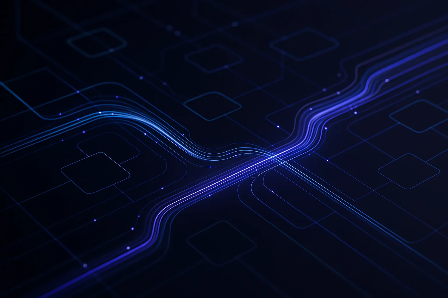 Data streams flowing through a network of nodes