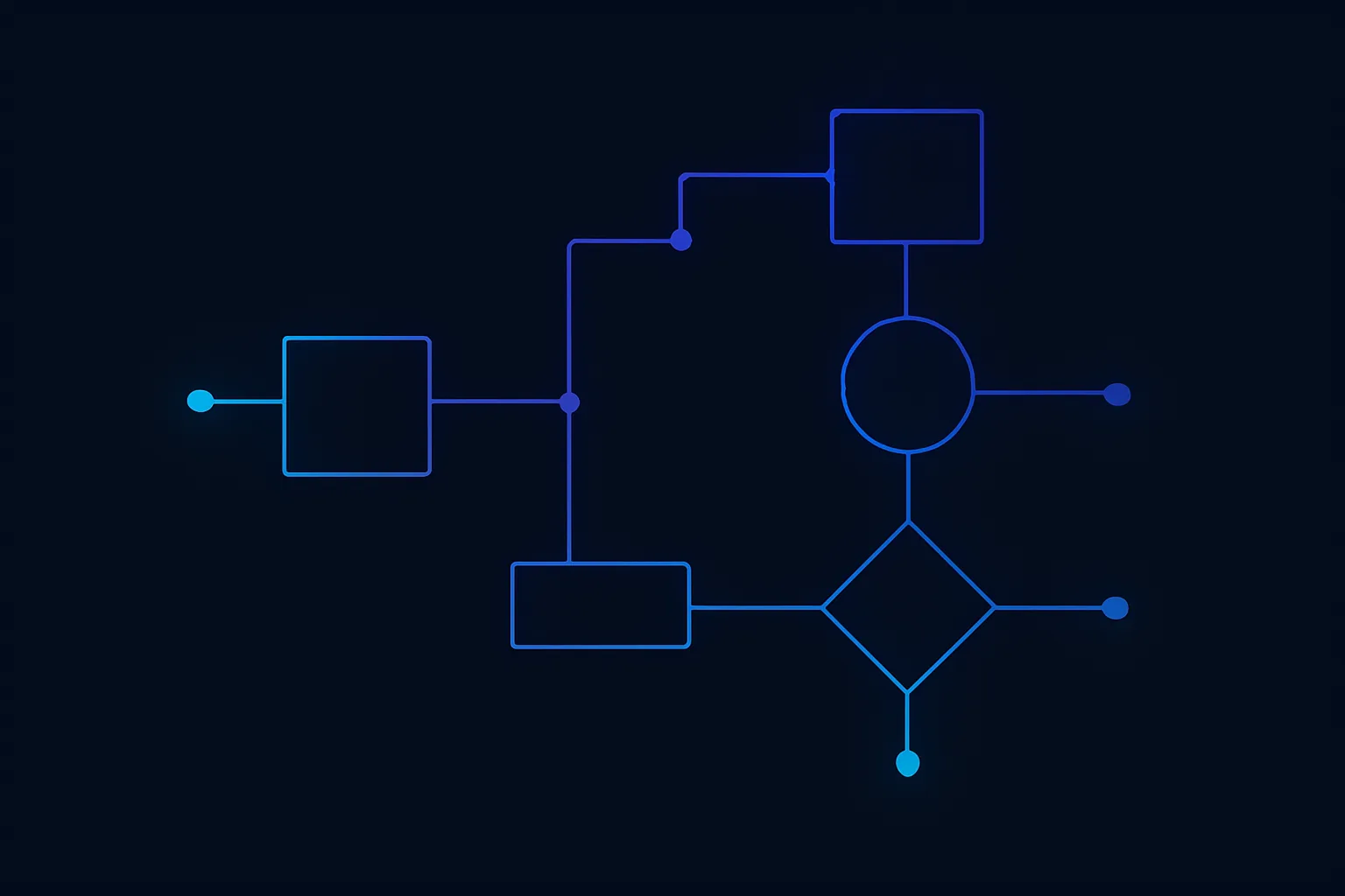 Abstract workflow diagram with nodes and connections