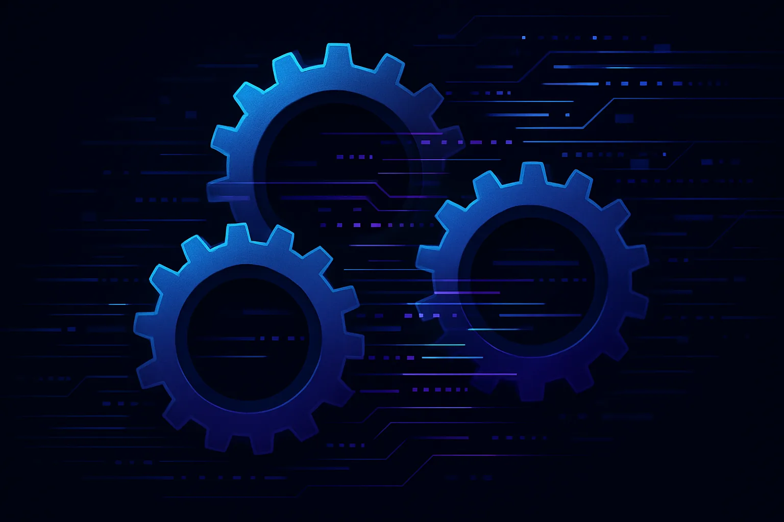 Abstract gears interlocking with digital data streams