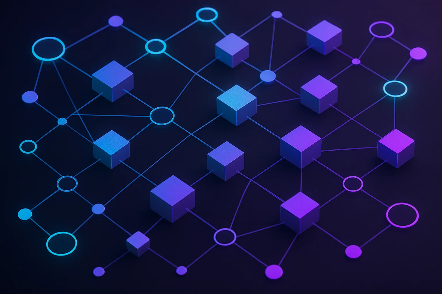 Network of interconnected nodes representing a microservices architecture