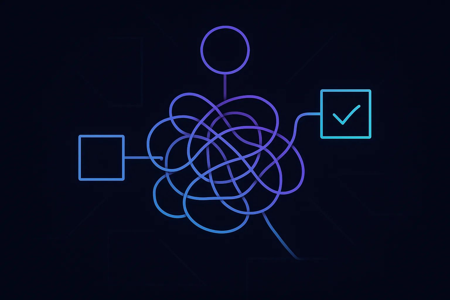 Abstract tangled lines representing common pitfalls in task management