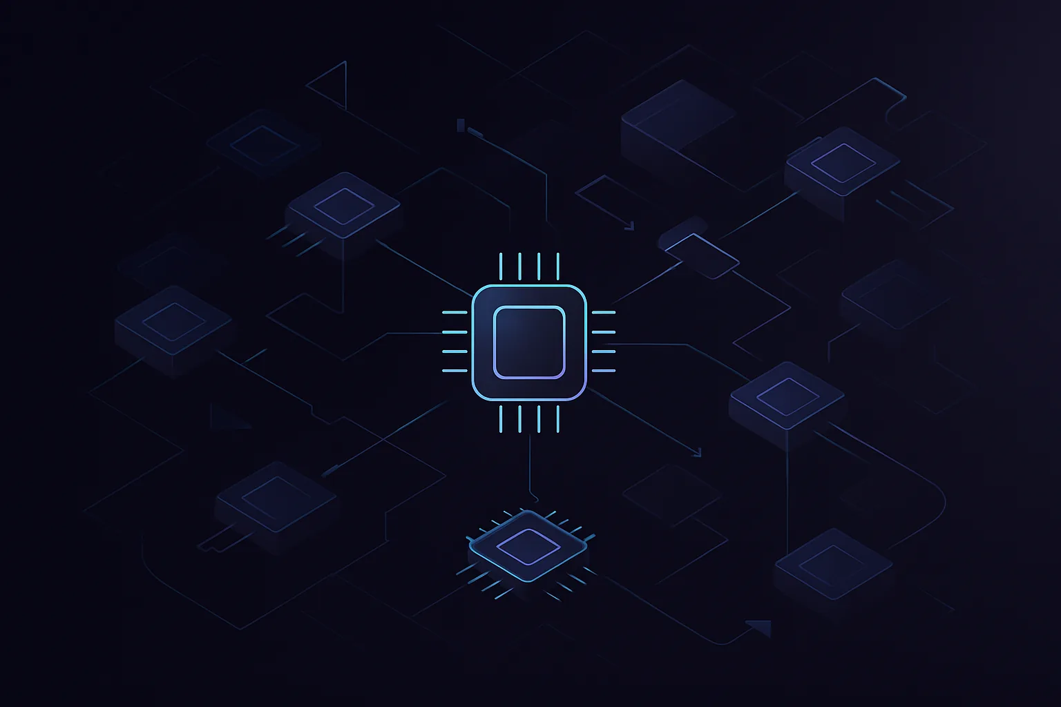 Microservices architecture with chip icons
