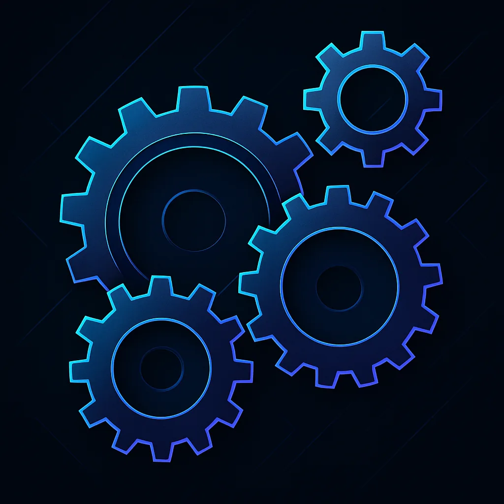 Abstract gears interlocking smoothly in motion