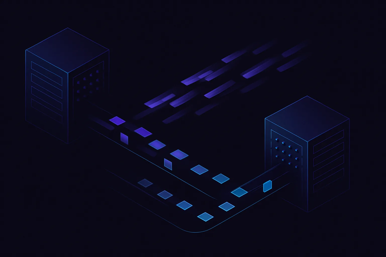 Data packets moving between servers with different speeds