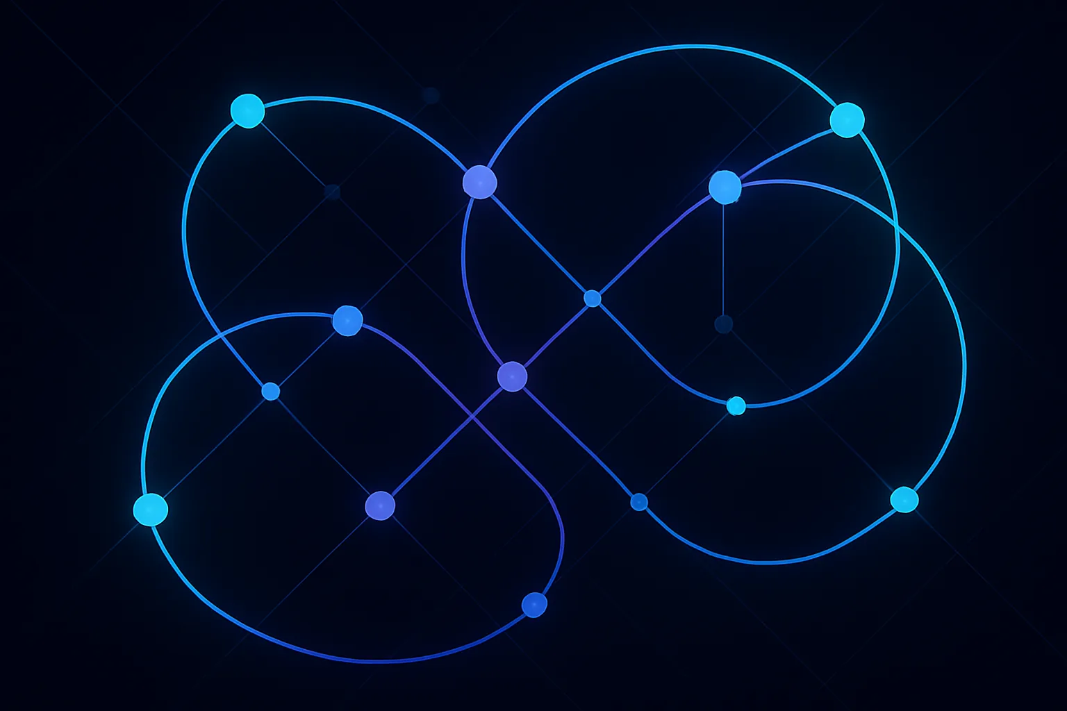 Abstract loops with glowing nodes and connections