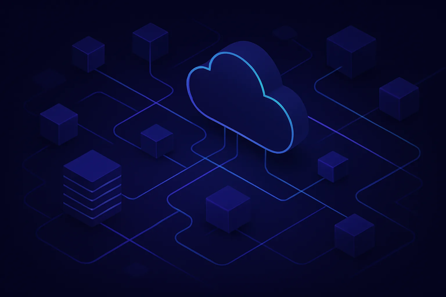 Abstract cloud infrastructure with nodes and connections