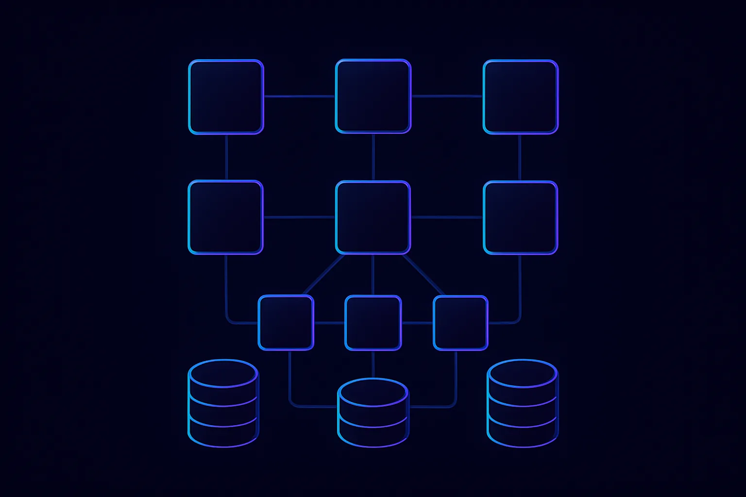 Diagram of a microservices architecture with database interactions