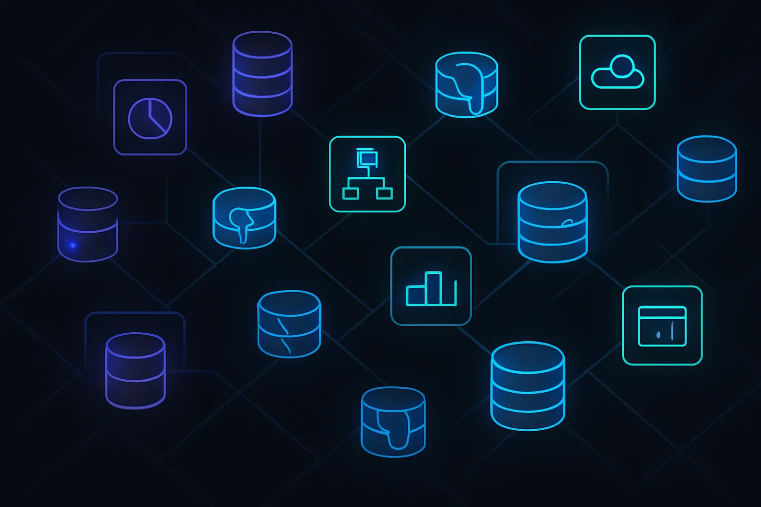 Interconnected nodes representing database use cases