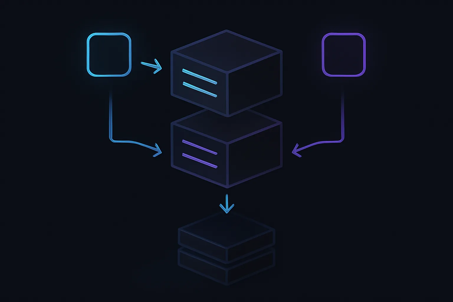 Layered caching architecture with arrows showing data flow
