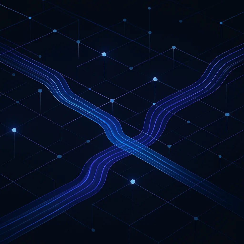Data streams flowing through a network of nodes