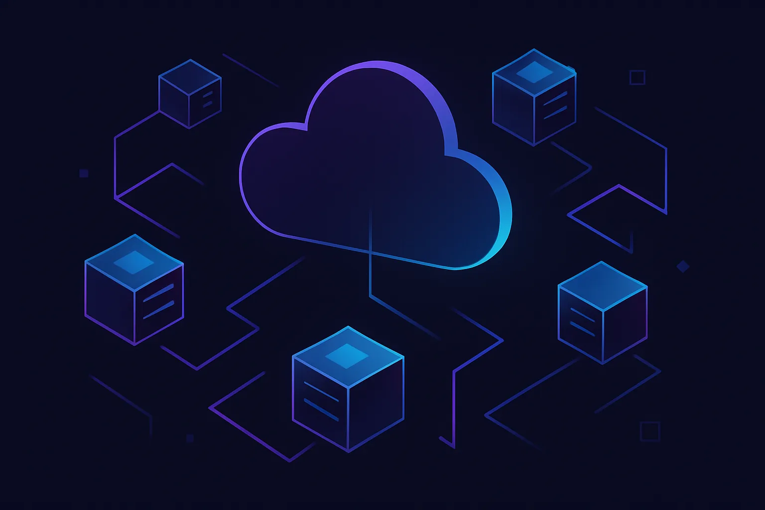 Abstract cloud infrastructure with nodes shifting positions