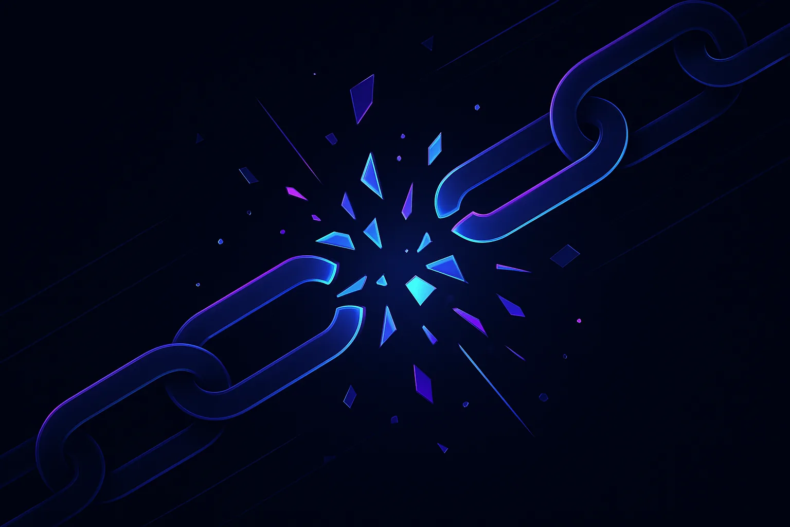 Chains breaking apart with glowing fragments