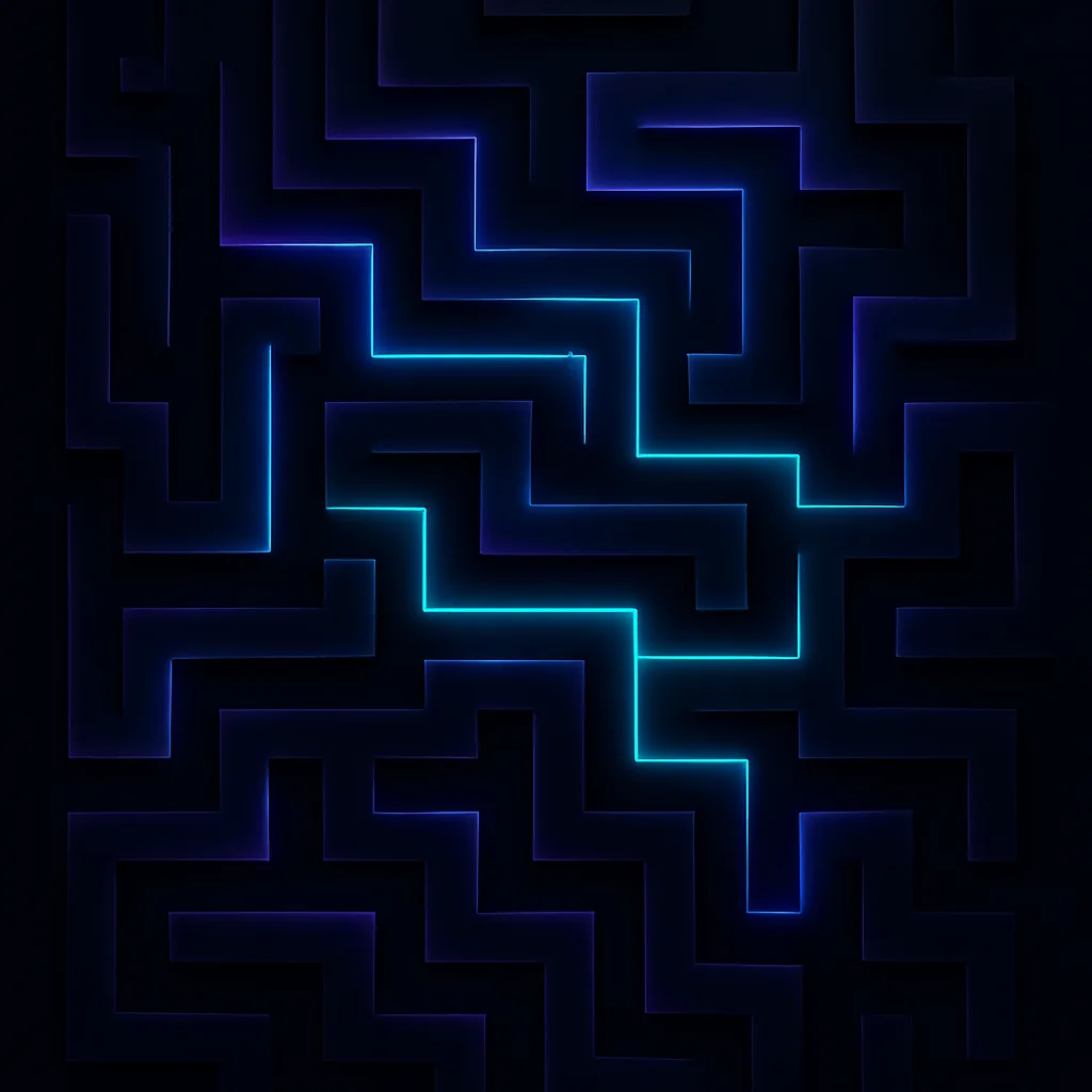Abstract maze with glowing paths