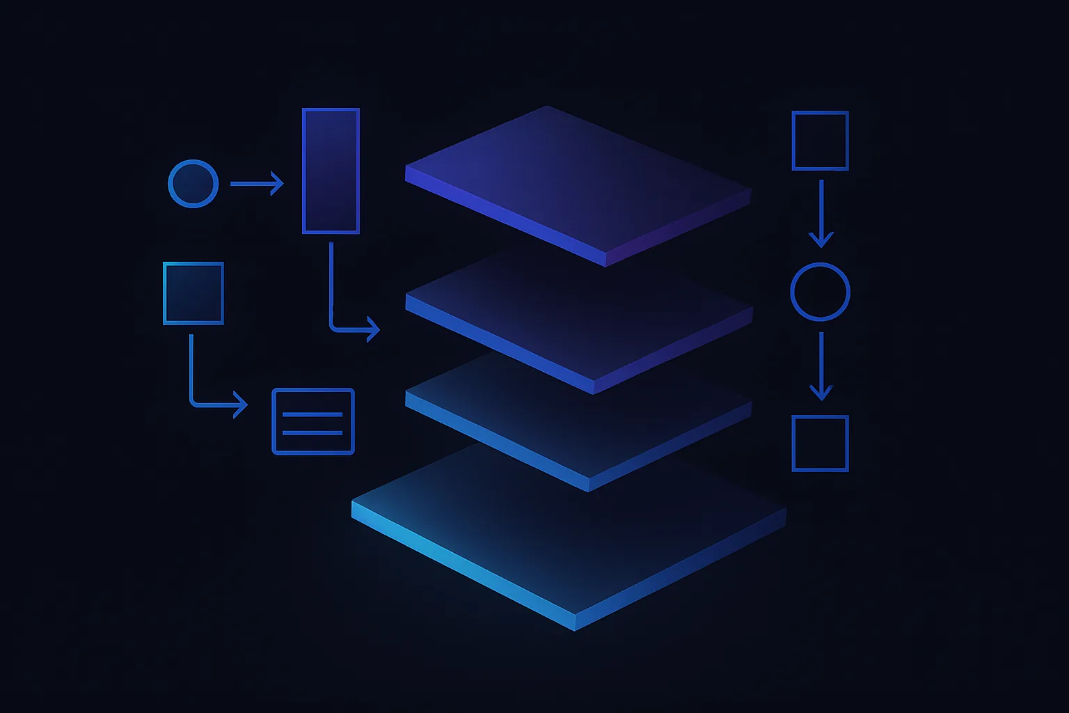 Layered architecture with data flow arrows