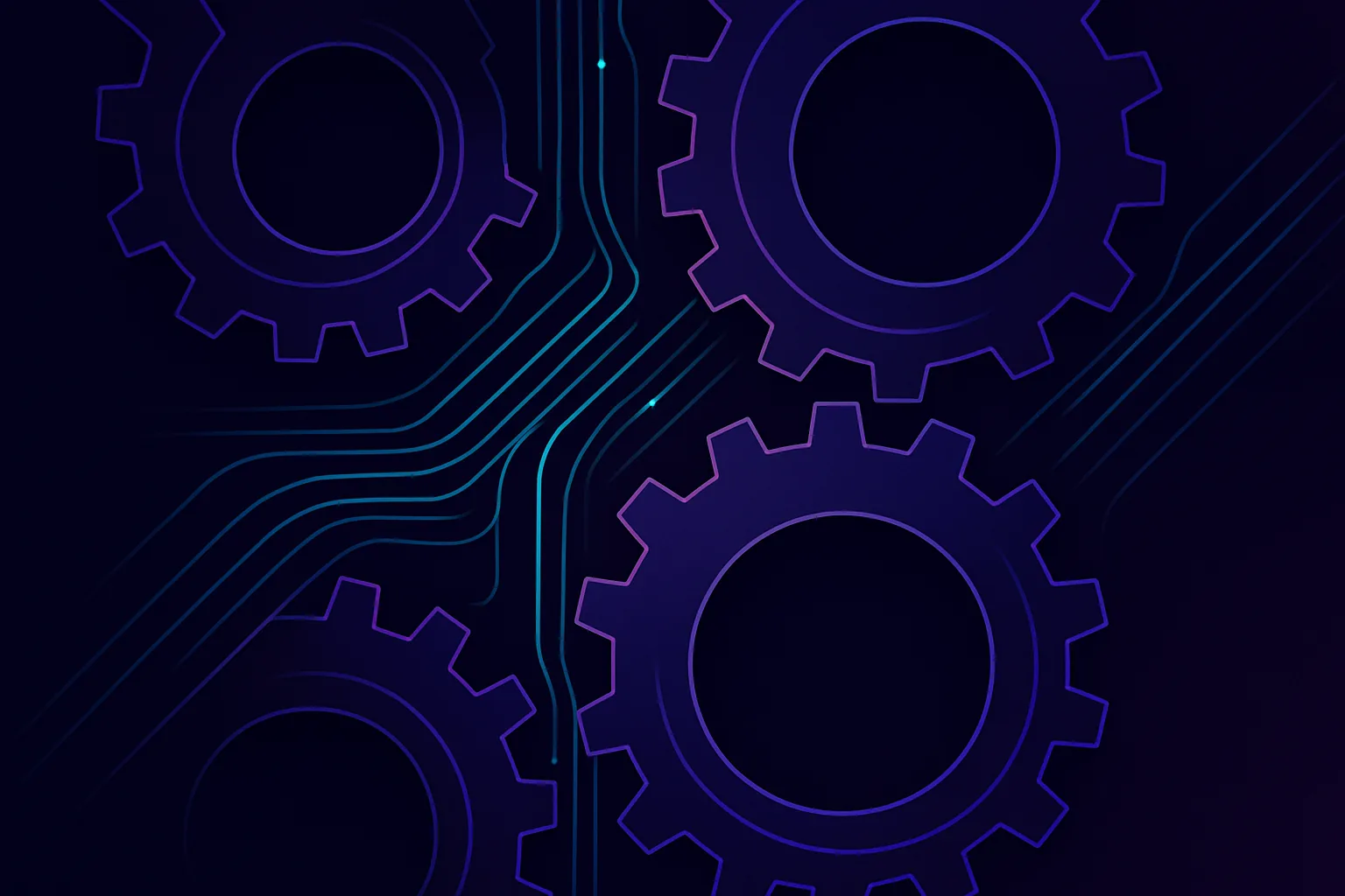 Abstract gears interlocking with data streams flowing through